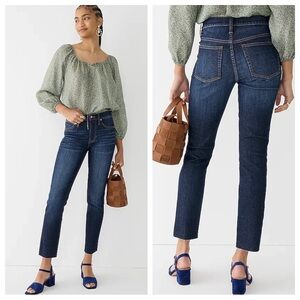 J. CREW Vintage Slim Straight Dark Blue Raw Hem Jeans, SIZE 30